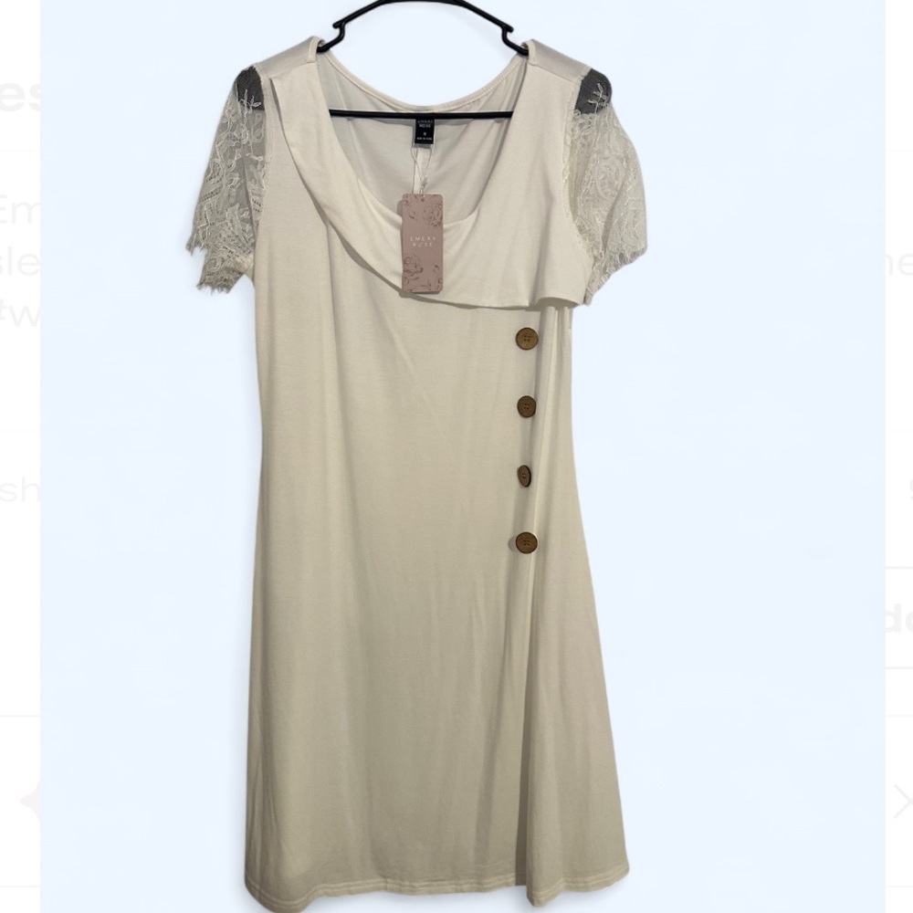 Chic Cream Midi Dress with Lace Details